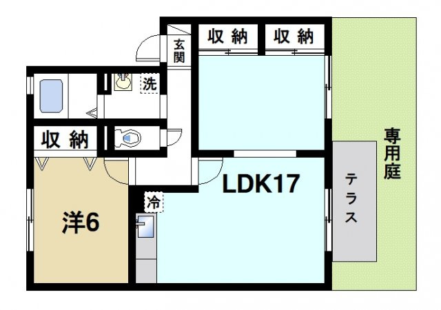 グリーンガーデン　弐番館の間取り|1LDKの間取りです
