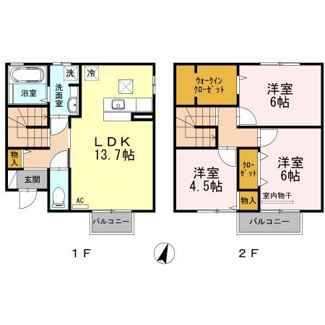 【間取り】 | ウィット西深津　 B