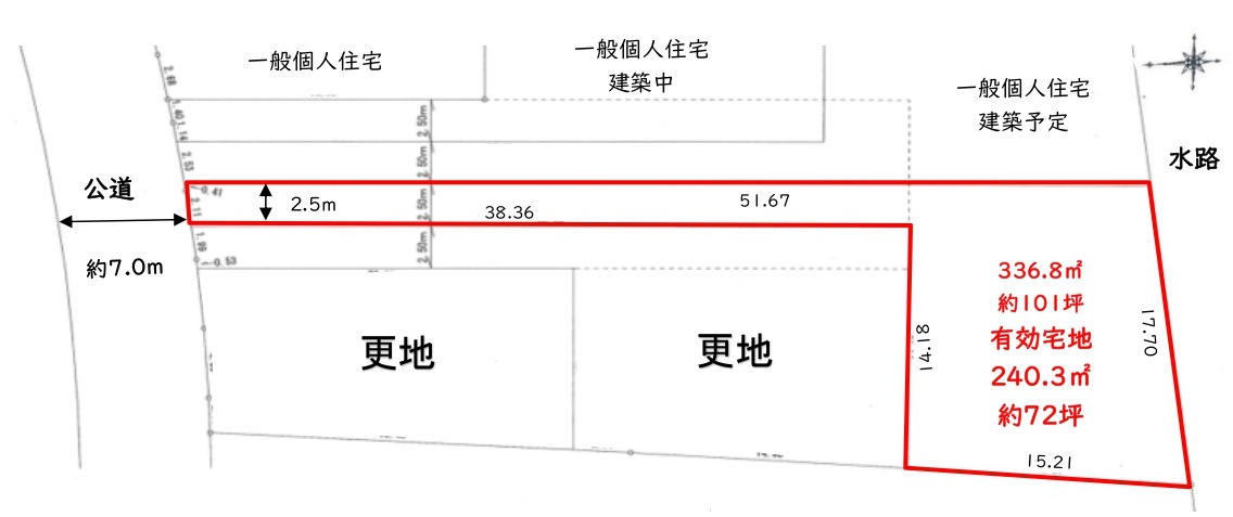 敷地面積１０１坪 売地　川越市久下戸