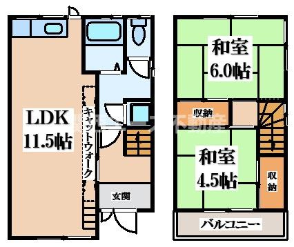 【間取り】 | 若江本町３丁目貸家