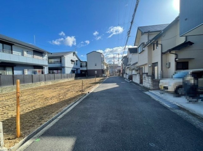 【前面道路含む現地写真】 | 条東小・新築用地：A号地・建築条件なし・土地30坪・泉大津市森町1丁目 | 前面道路含む現地写真です