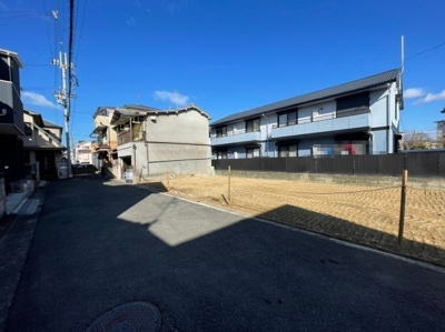 【前面道路含む現地写真】 | 条東小・新築用地：A号地・建築条件なし・土地30坪・泉大津市森町1丁目 | 前面道路含む現地写真です