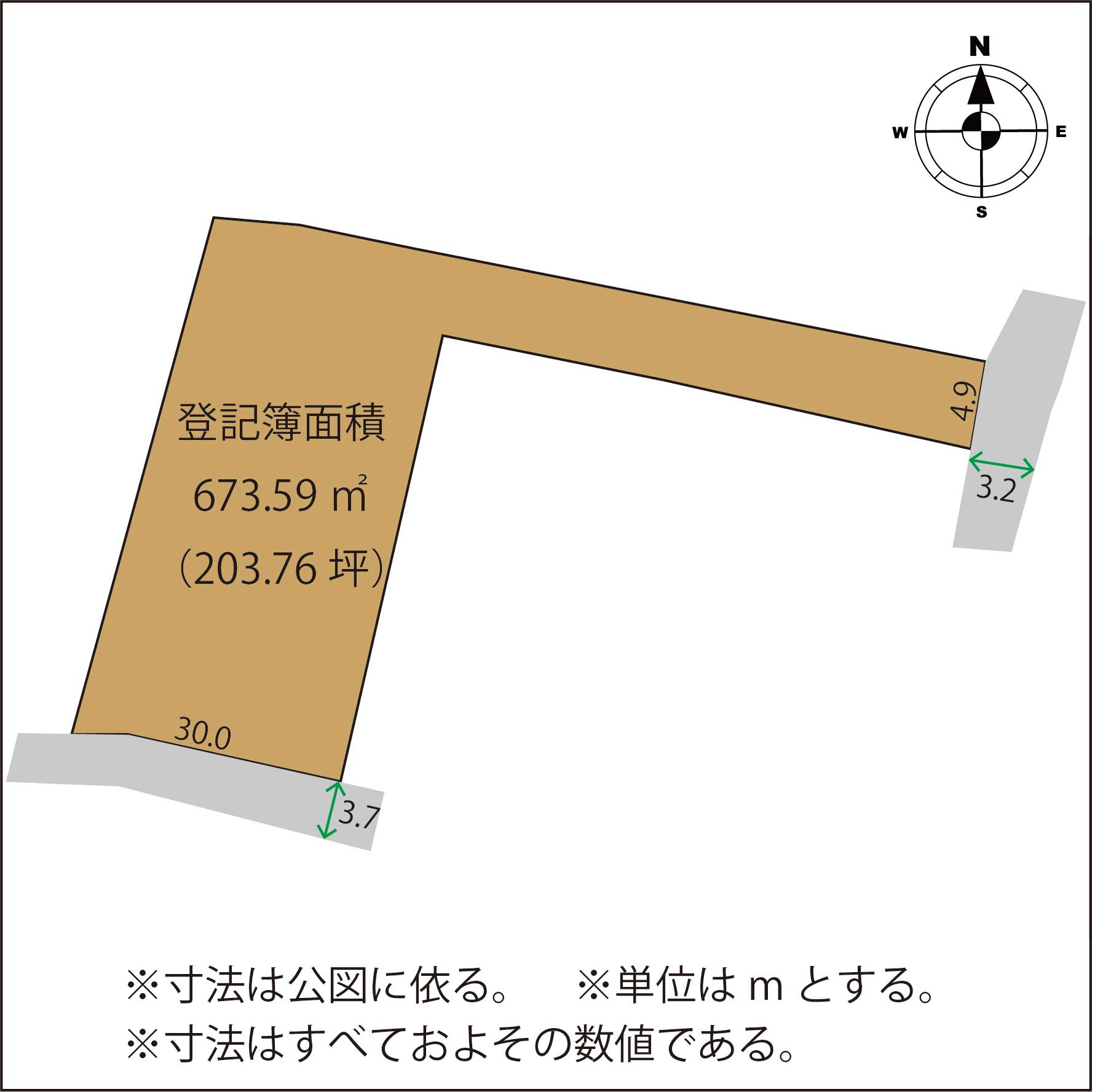 足利市山川町の売地の土地図