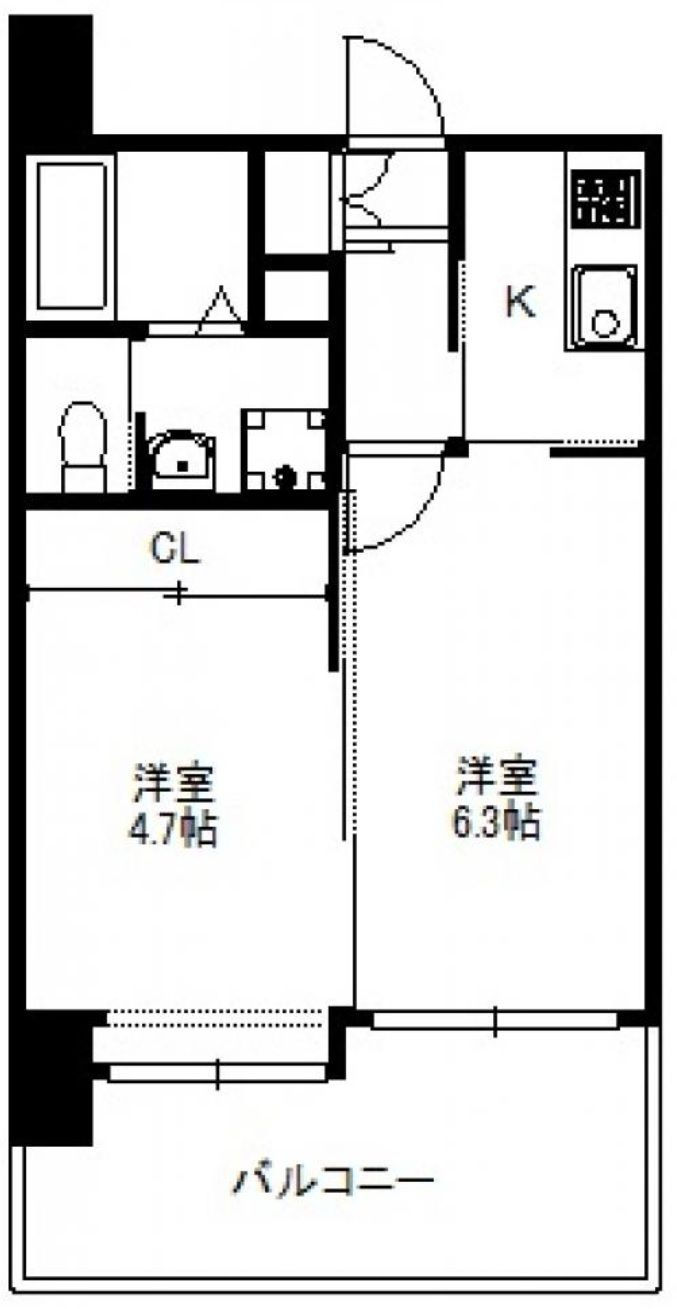 エルスタンザ天神東の間取り|エルスタンザ天神東（1SK）間取り