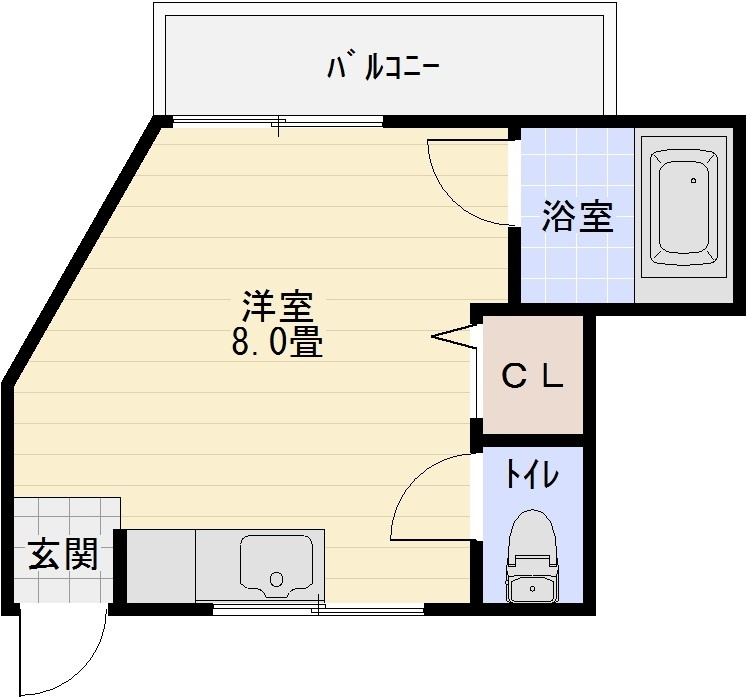 畑本ハイツの間取り|畑本ハイツ　ワンルーム　河内国分駅　大阪教育大前　学生マンション