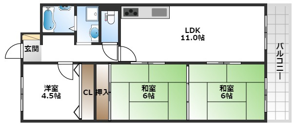 【間取り】 | ジュエル曽根Ⅱ
