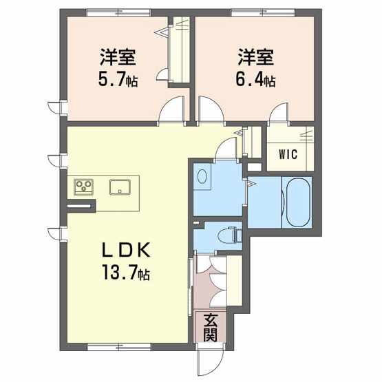 【間取り】 | シャーメゾンエミネンス A棟 | 2LDKのお部屋です
