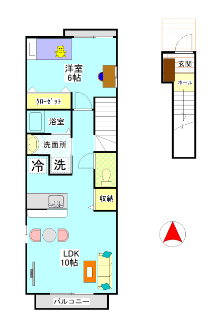 グランパレＫ Aの間取り|総社市井手　グランパレＫ　1LDＫ　間取り