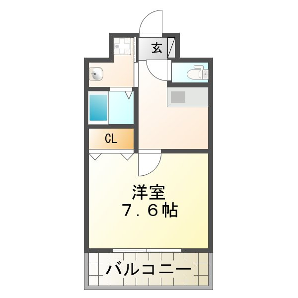 熊本市中央区九品寺３丁目の賃貸マンションの間取り