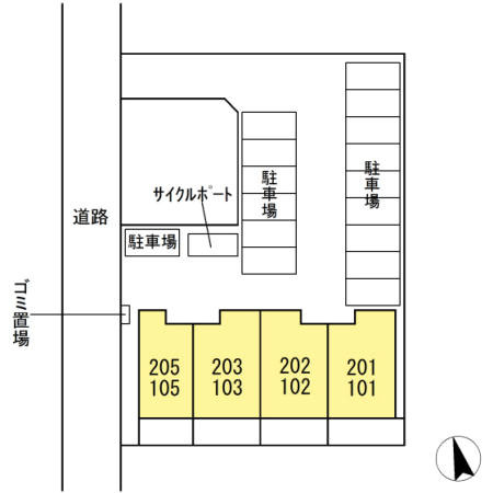 熊本市中央区帯山４丁目のアパートの区画図