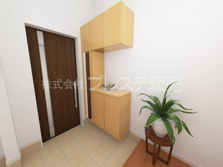 【玄関】 | Ａ号地玄関完成イメージ／玄関収納・シューズクロークのある広い玄関です♪