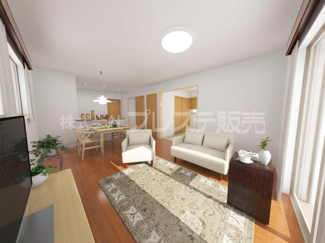 【居間・リビング】 | Ａ号地リビング完成イメージ／南向きですので、陽あたり良好です♪