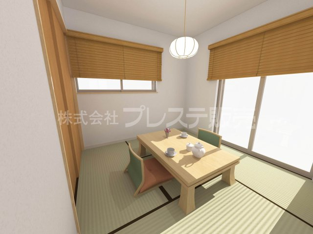 奈良市あやめ池北１丁目の新築一戸建の和室|Ａ号地和室完成イメージ／南向きですので、陽あたり良好です♪