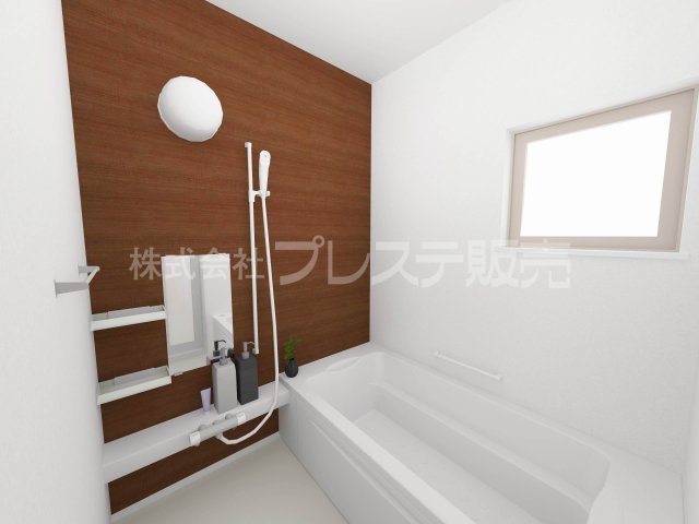 奈良市あやめ池北１丁目の新築一戸建の浴室|Ａ号地浴室完成イメージ／浴室暖房乾燥機を標準装備！