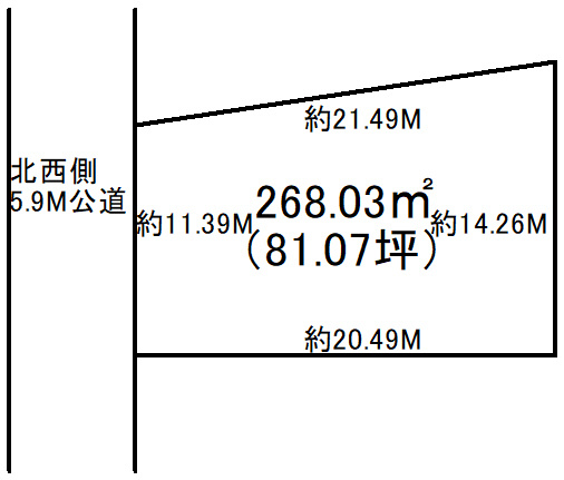 小暮町土地の土地図|建築条件はございません。