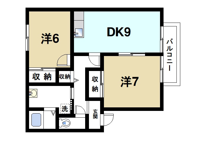 ラーク兼吉Cの間取り|各部屋に収納スペースがある人気の間取りです。