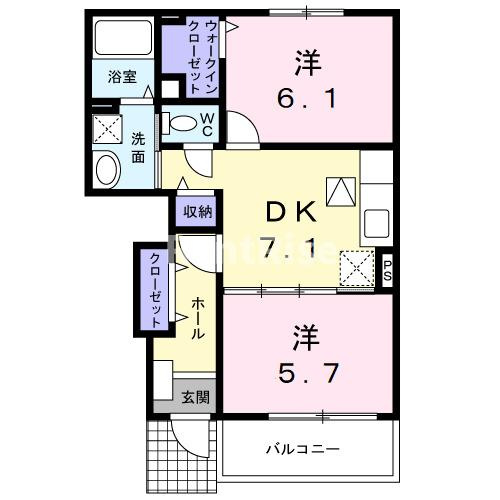 プラシードＢの間取り|間取図