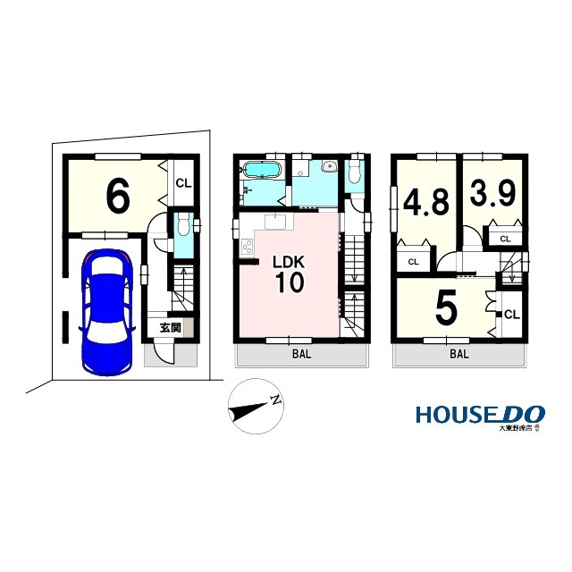 売土地　大東市御供田2丁目（更地・建築条件無し）の参考プラン|参考プラン図