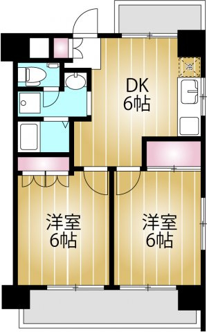 【間取り】 | サンハイツ千葉 | ベランダが2ヵ所あり風通り抜群です♪
