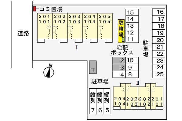 アラモードハウスⅡの区画図|駐車場