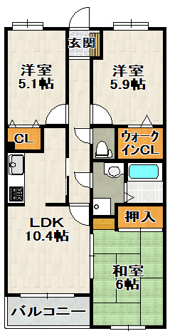 エーデル雲雀丘二番館の間取り