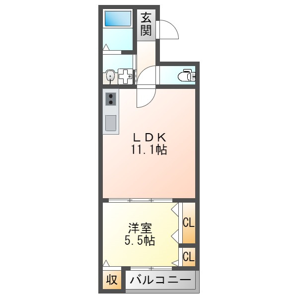 フジパレス十三北Ⅱ番館の間取り