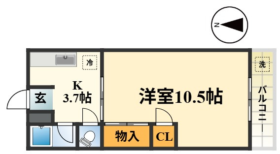 石井マンションの間取り|広々10.5帖のお部屋です