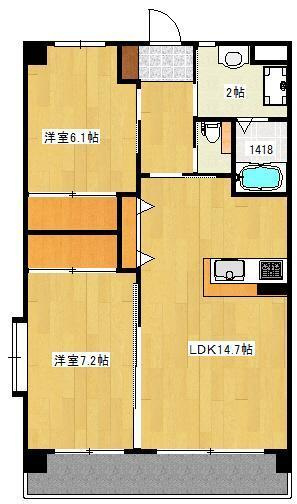 熊本市西区春日７丁目の賃貸マンションの間取り