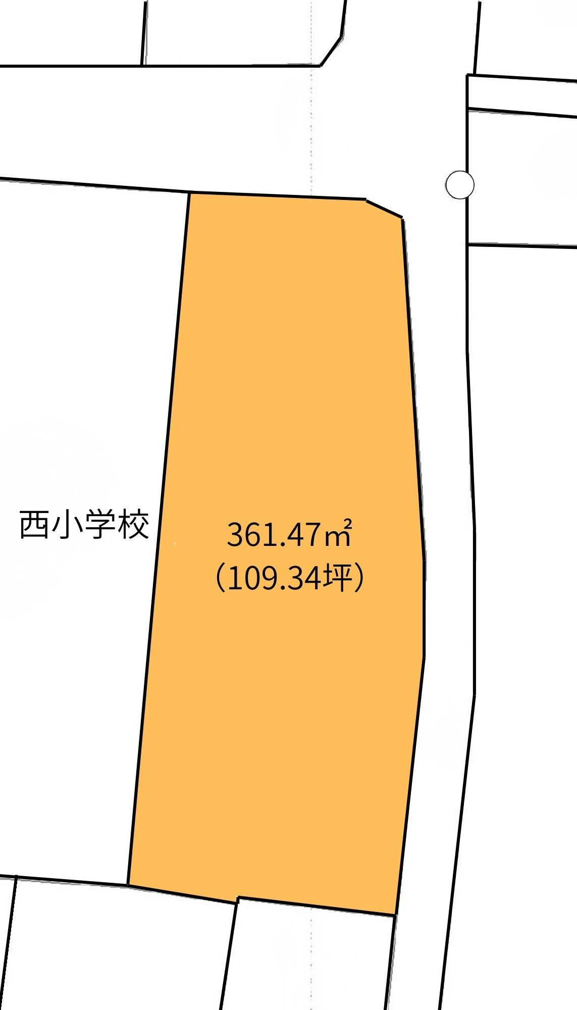 津山市小田中　売地109.34坪の区画図