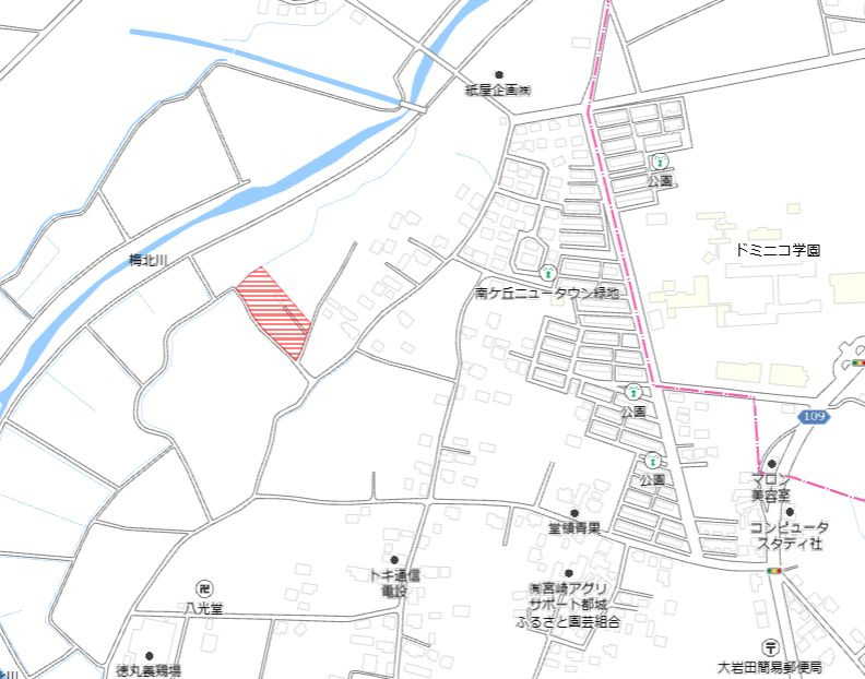 都城市大岩田町の売地の土地図