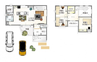 【参考プラン】 | 宇治市木幡御蔵山　2区画　A号地　売土地　建築条件付き | 自由設計になりますので設計士と直接お話していただきオンリーワンのおうちづくりが可能です！需要の多いランドリールームも実現可能です。一緒に楽しくお家づくりをしていきましょう！
