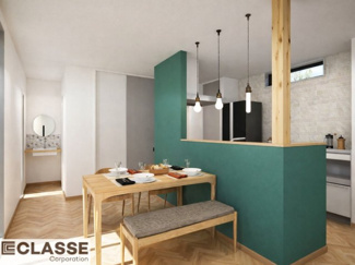 【完成予想図】 | 宇治市木幡御蔵山　2区画　A号地　売土地　建築条件付き | アトリエ仕様の窓はペアガラス、サッシはアルミ×樹脂複合のハイブリットサッシを採用。ガラスの間には断熱性の高いアルゴンガスを充填しておりますので、より断熱性能が高まる仕様になっております。