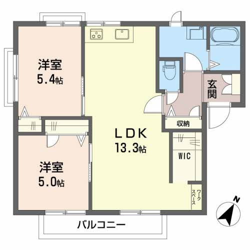 【間取り】 | ガーデンハイツひがき E棟 | 2LDKのお部屋です
