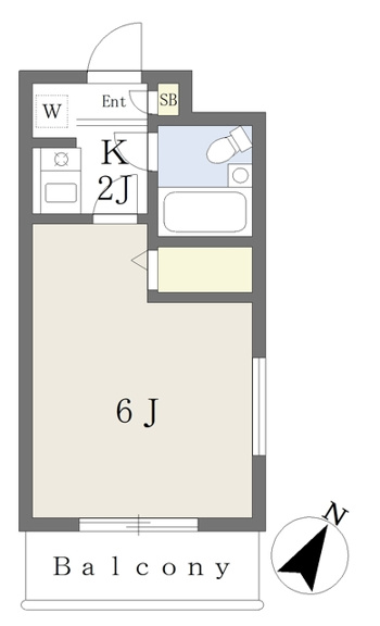 二面採光の取れた１Ｋ角部屋