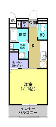 熊本市中央区西子飼町の賃貸マンションの間取り