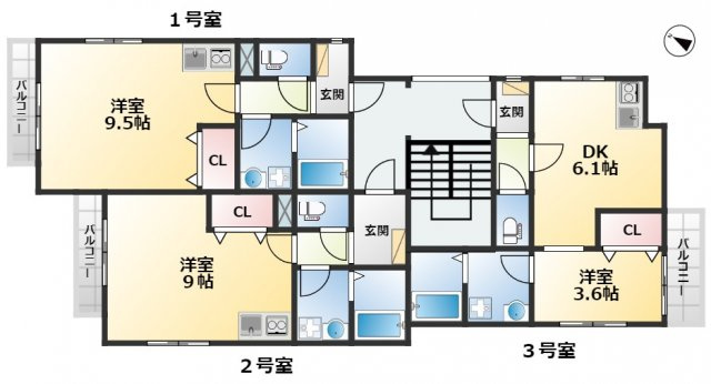 レインボーハートＮの内装|全戸角部屋です！
