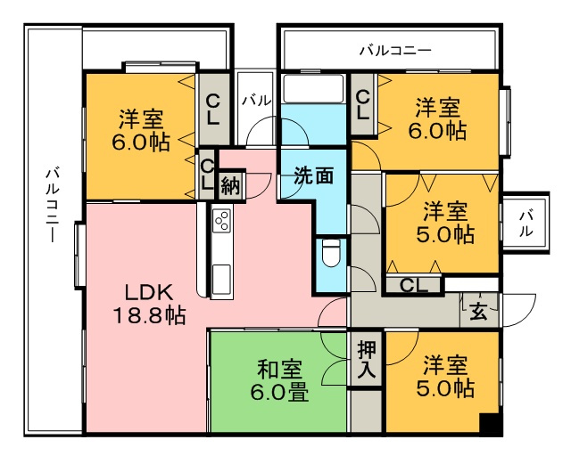 久留米市荘島町の賃貸マンションの間取り