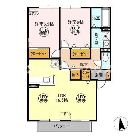ＣＯＴＥＡＵ　ＶＥＲＴ（コートヴェール）Ｂの間取り