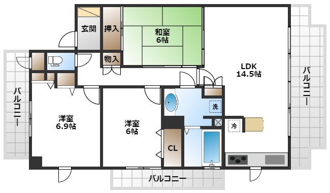 【間取り】 | 新千里桜ヶ丘メゾンシティ6番館