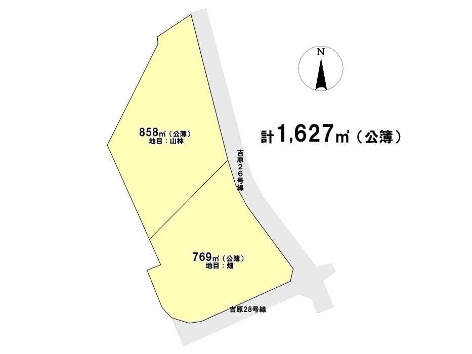 志免町吉原土地の土地図|敷地面積：1627ｍ2の土地です！