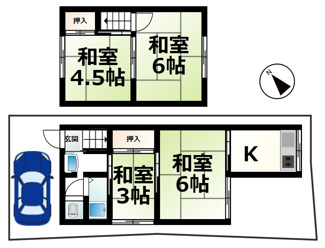 【間取り】 | 本宮２丁目 | 前面１台駐車可能です！
