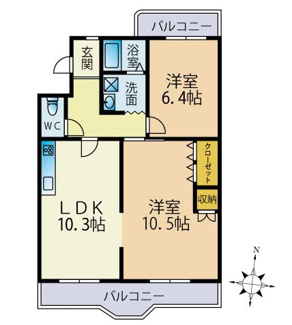 【間取り】 | 都田コート　３階