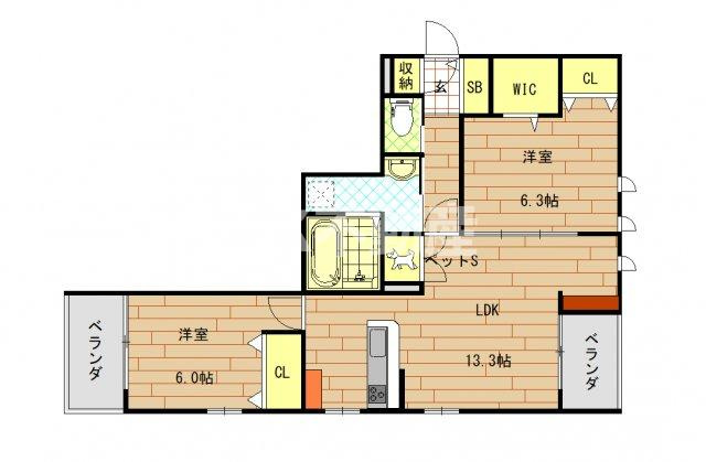 【間取り】 | コウサス・イースト（若江岩田賃貸） | 間取りです