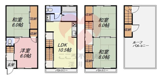 【間取り】 | 大阪市阿倍野区王子町３丁目貸家