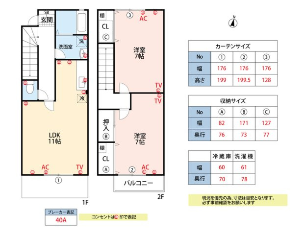 久留米市三潴町田川のアパートの間取り