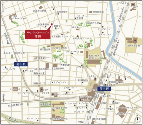 サウンドプルーフプロ蒲田の地図