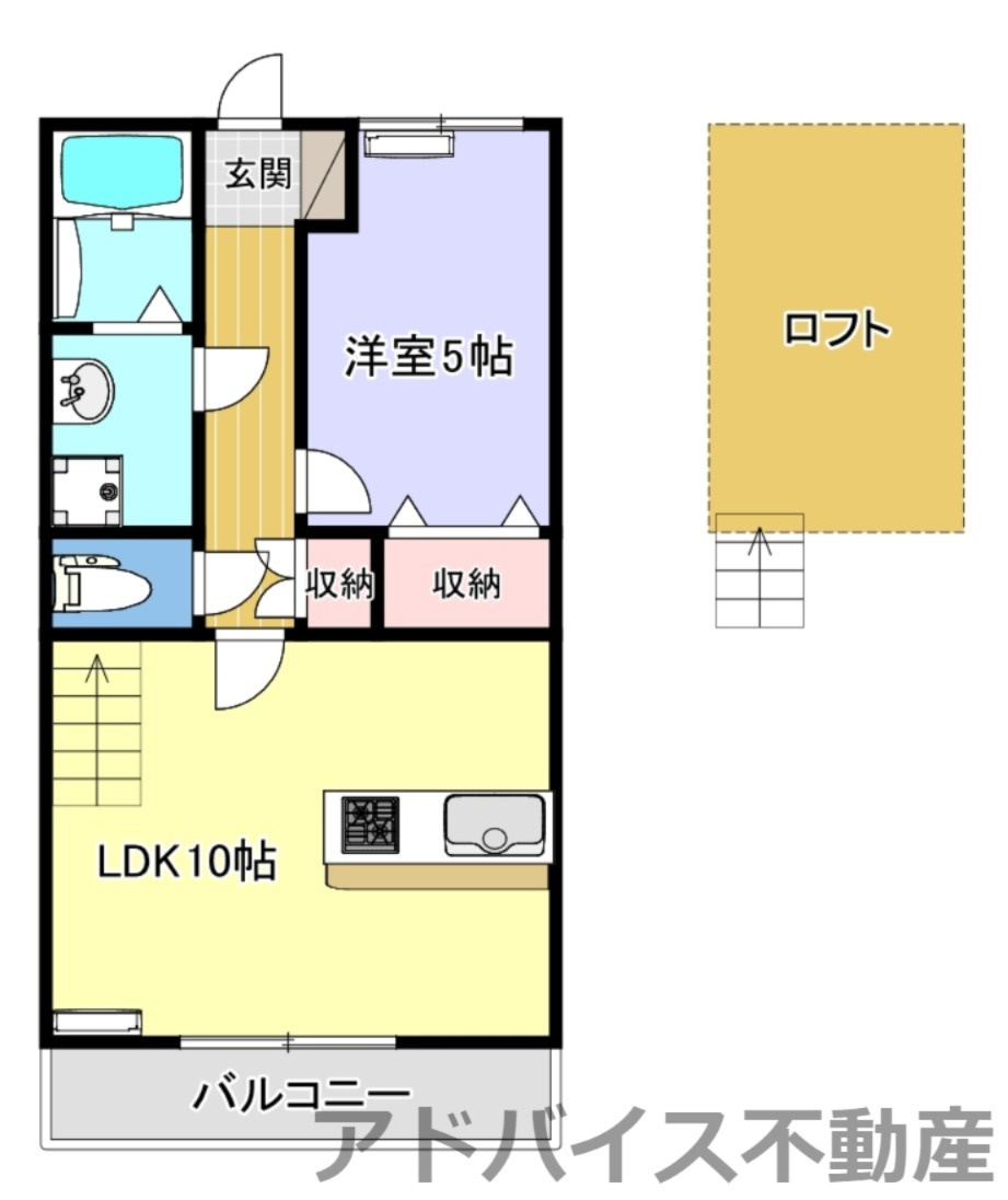 八女郡広川町大字一條のアパートの間取り