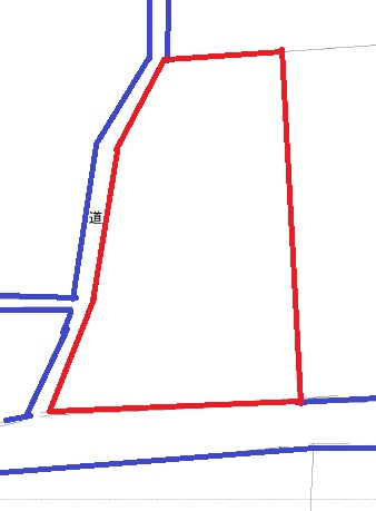 ガレージ・付属建物付き平屋中古住宅の土地図