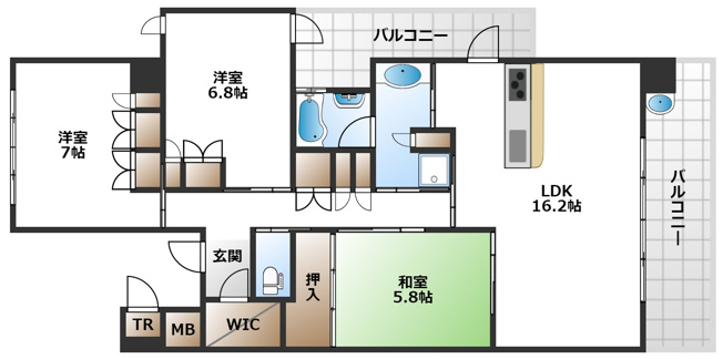 【間取り】 | ジオ千里中央フロントコートA棟