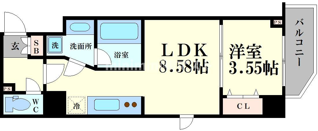 シーズンフラッツ新町の間取り